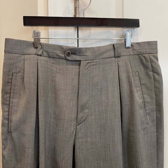 ZANELLA Men’s Wool Dress Pants light grey pleated Stefano. Waist 36” 28” Inseam - Picture 4 of 13